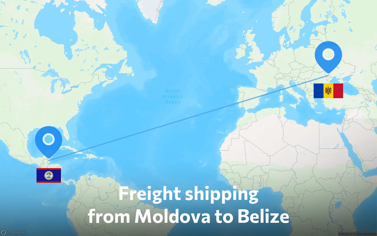 Shipping route from Moldova to Belize