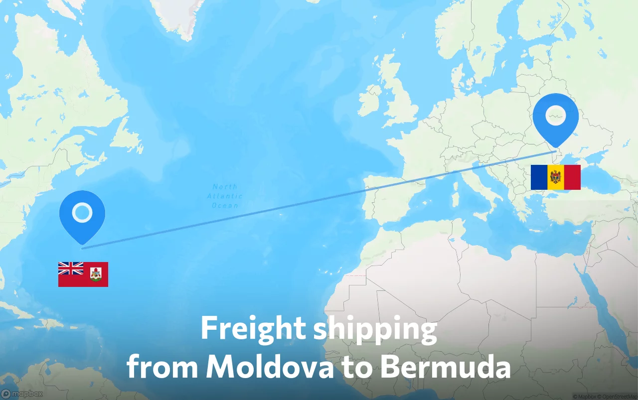 Shipping route from Moldova to Bermuda