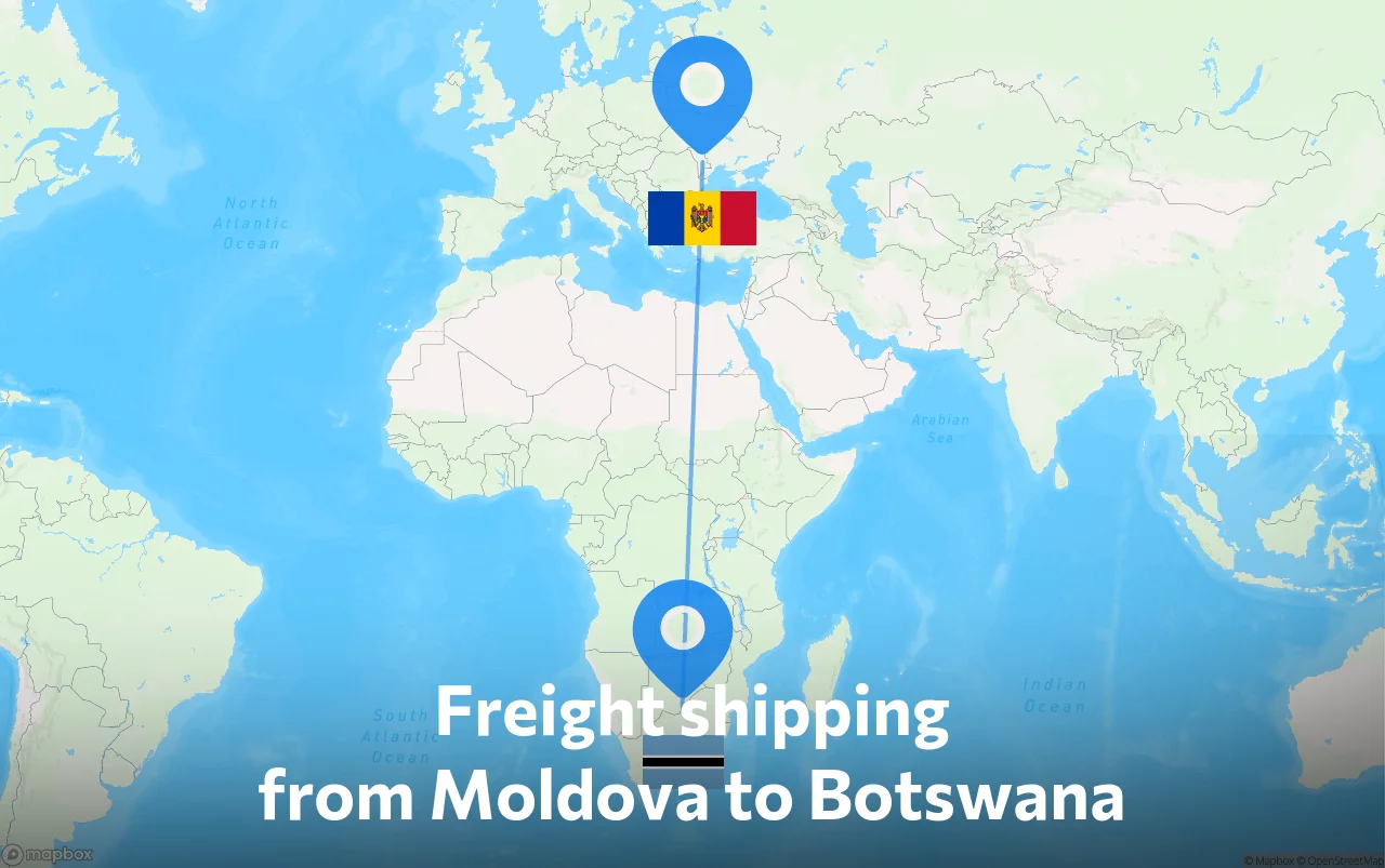 Shipping route from Moldova to Botswana