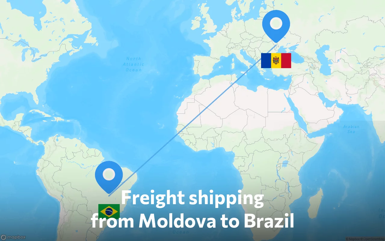 Shipping route from Moldova to Brazil