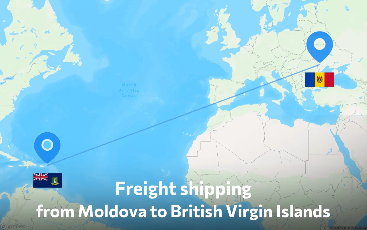 Shipping route from Moldova to British Virgin Islands