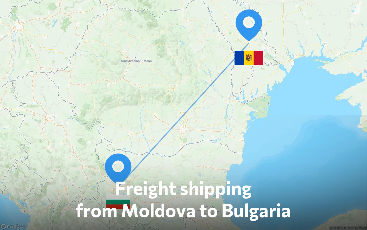 Shipping route from Moldova to Bulgaria