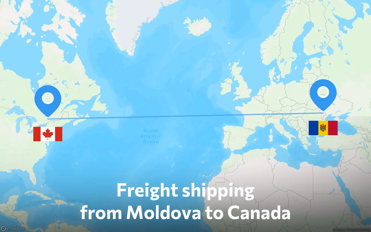 Shipping route from Moldova to Canada