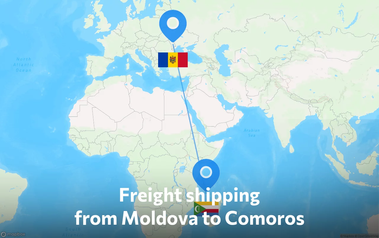 Shipping route from Moldova to Comoros