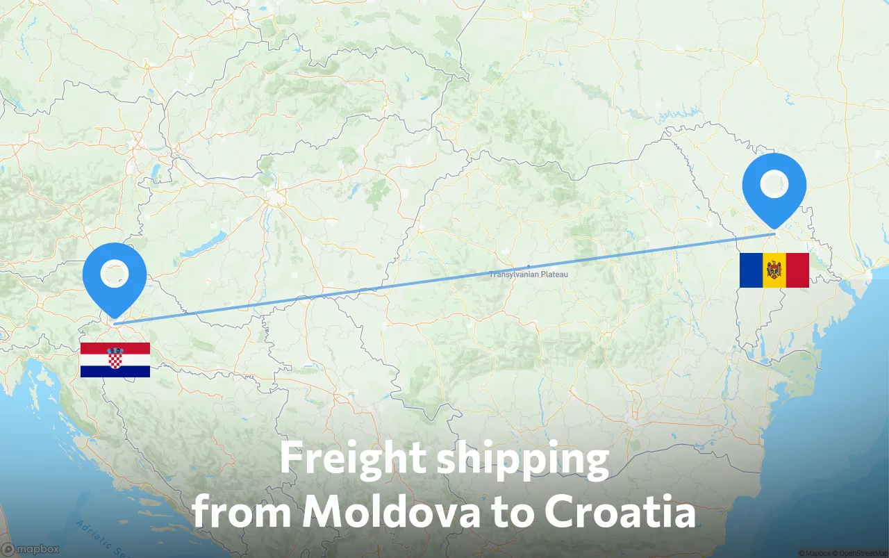 Shipping route from Moldova to Croatia