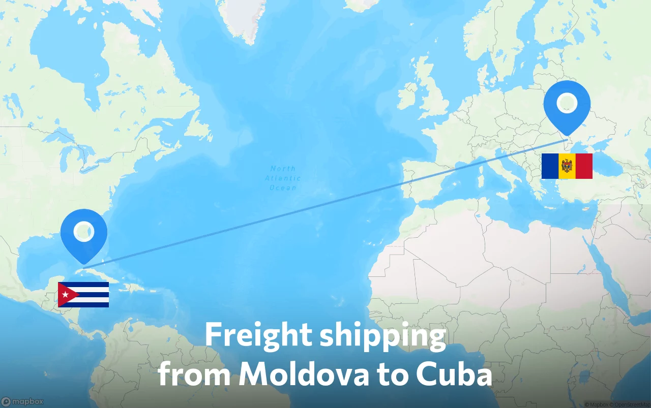 Shipping route from Moldova to Cuba