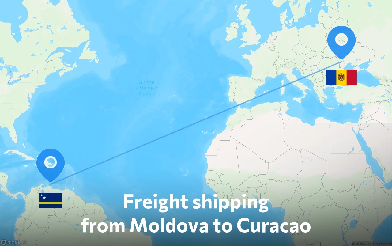 Shipping route from Moldova to Curacao