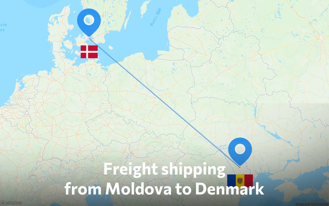 Shipping route from Moldova to Denmark