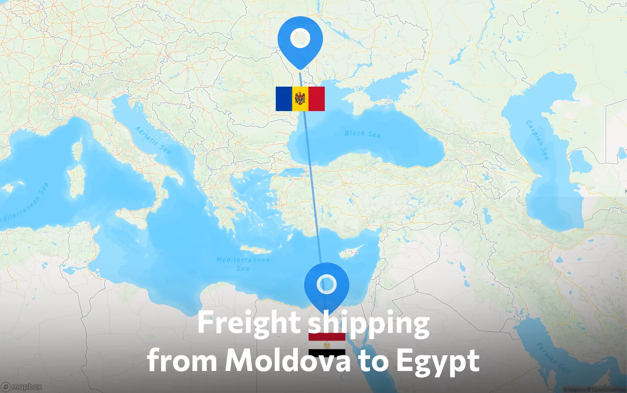 Shipping route from Moldova to Egypt