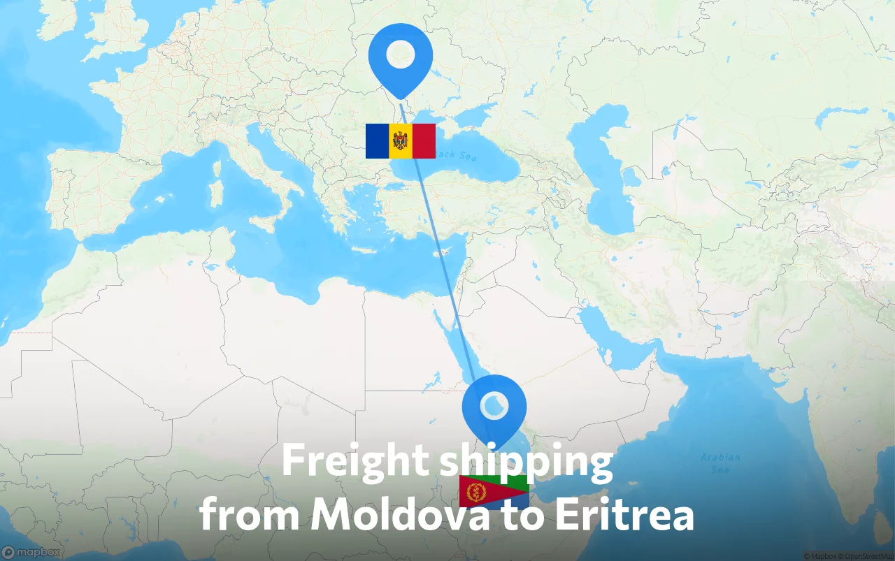 Shipping route from Moldova to Eritrea