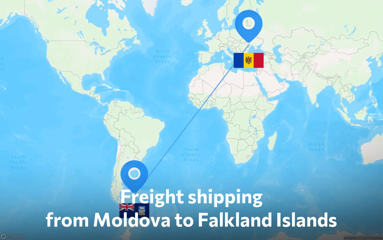 Shipping route from Moldova to Falkland Islands