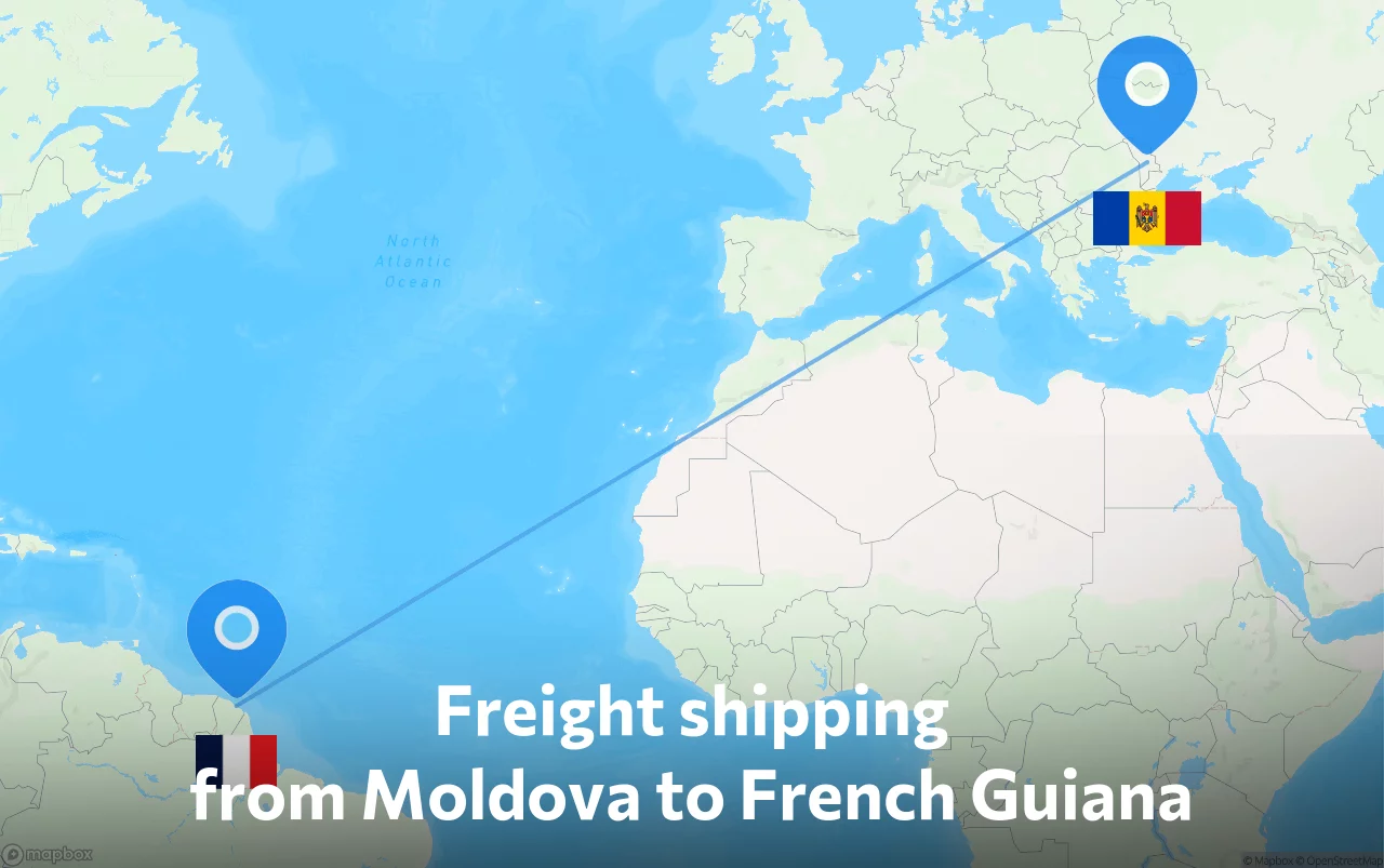 Shipping route from Moldova to French Guiana