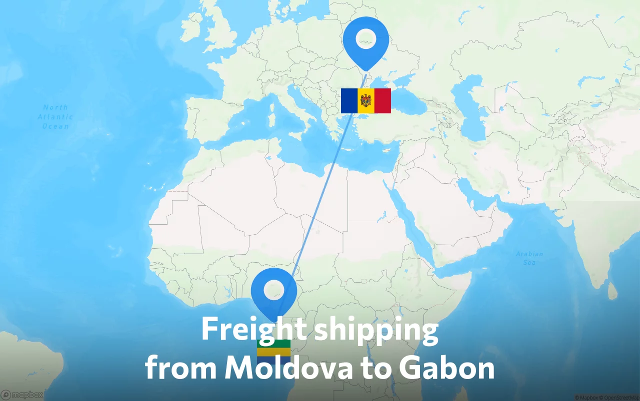 Shipping route from Moldova to Gabon
