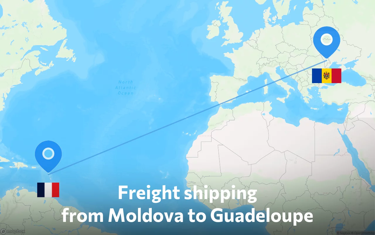 Shipping route from Moldova to Guadeloupe