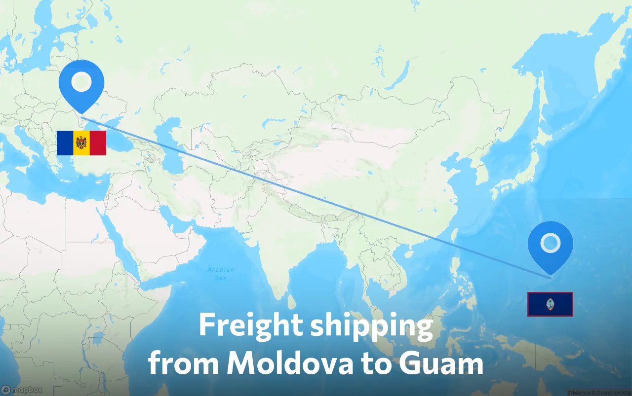 Shipping route from Moldova to Guam