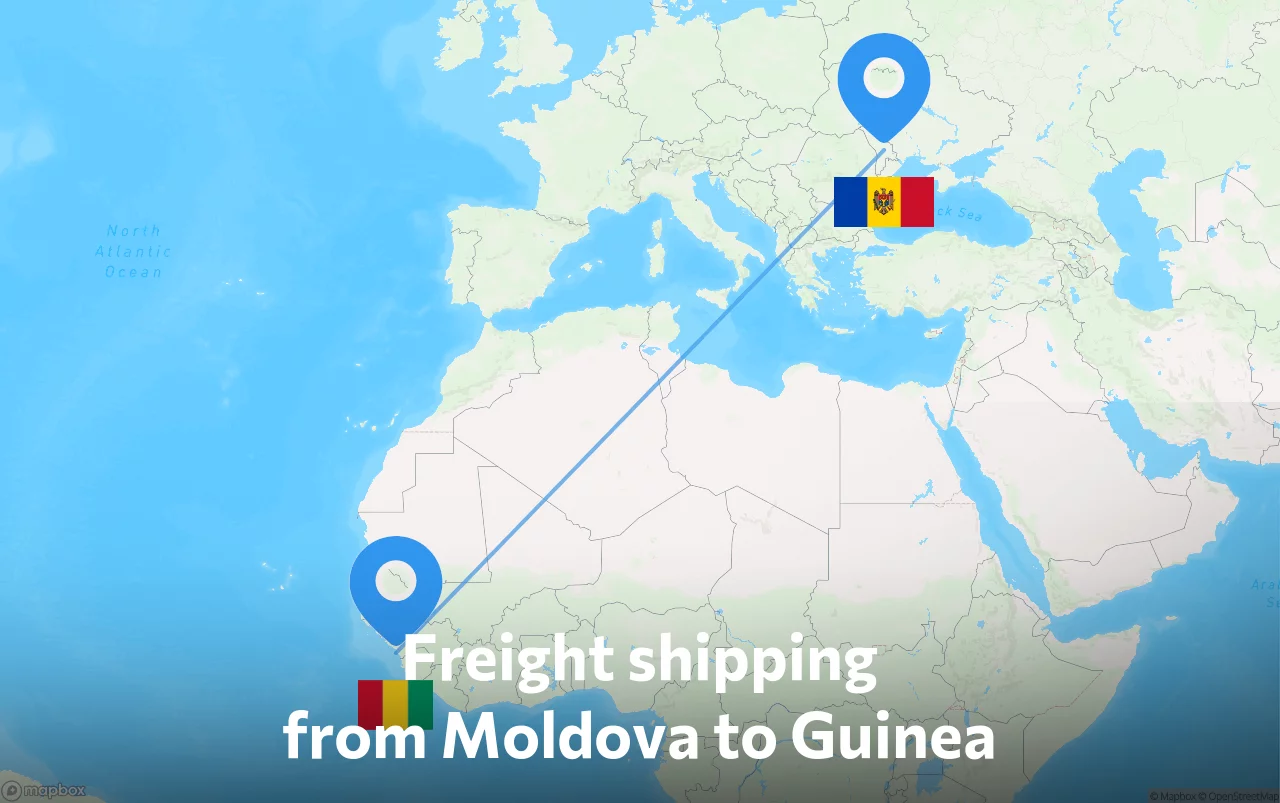 Shipping route from Moldova to Guinea