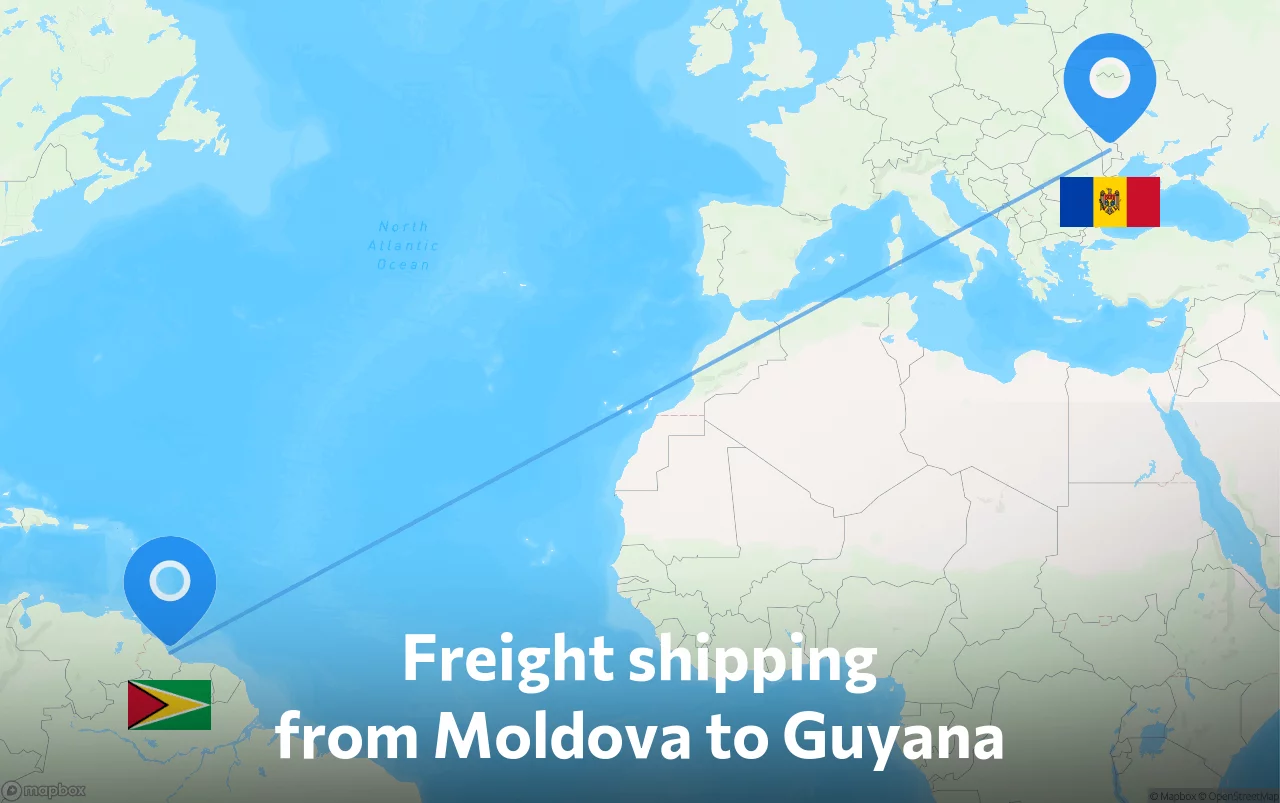 Shipping route from Moldova to Guyana