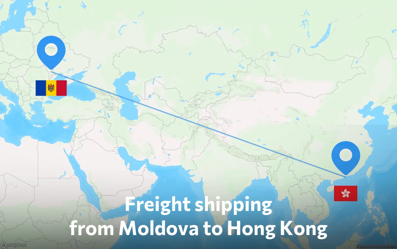 Shipping route from Moldova to Hong Kong