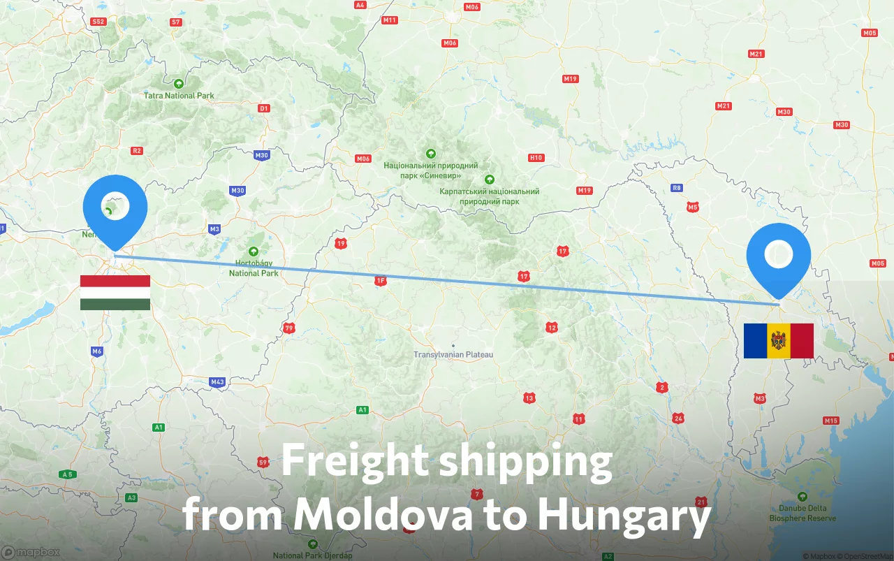 Shipping route from Moldova to Hungary