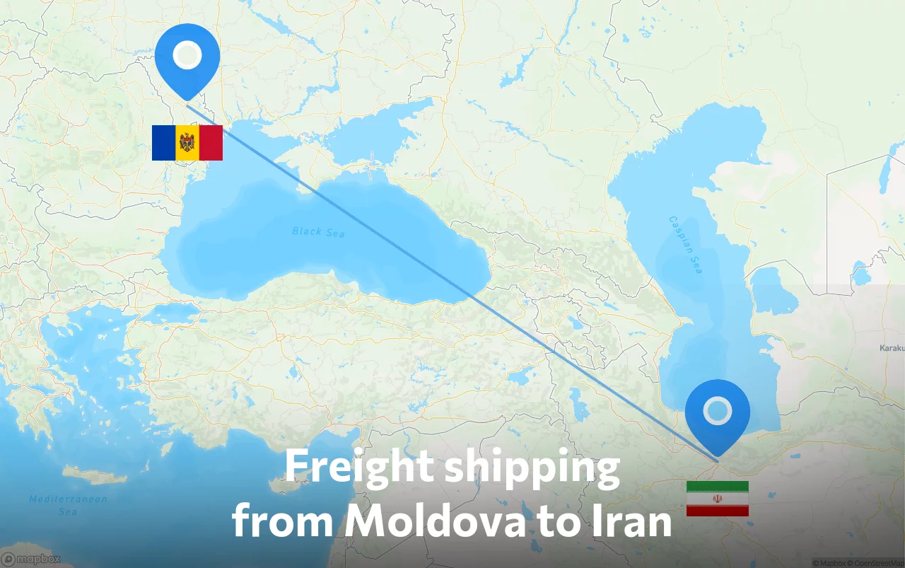 Shipping route from Moldova to Iran