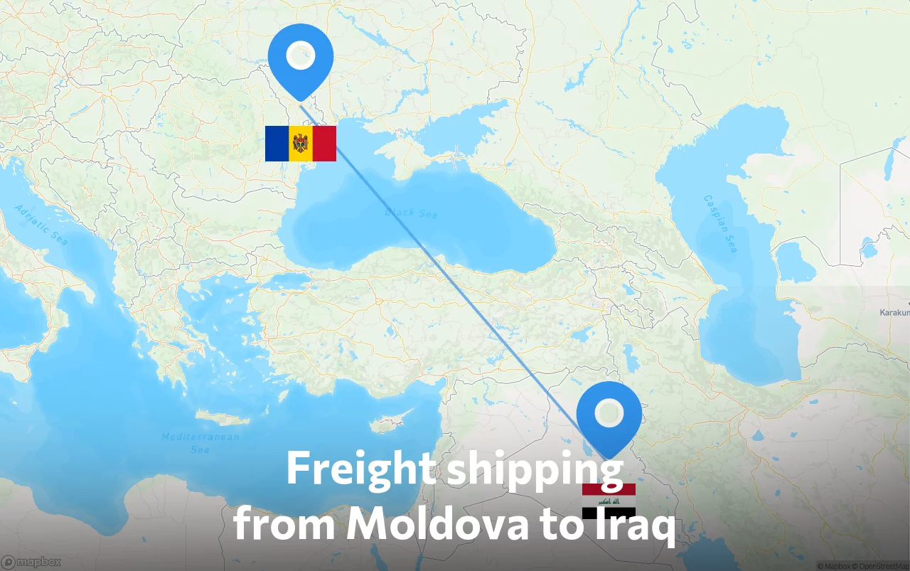 Shipping route from Moldova to Iraq