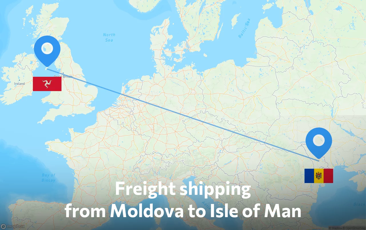Shipping route from Moldova to Isle of Man
