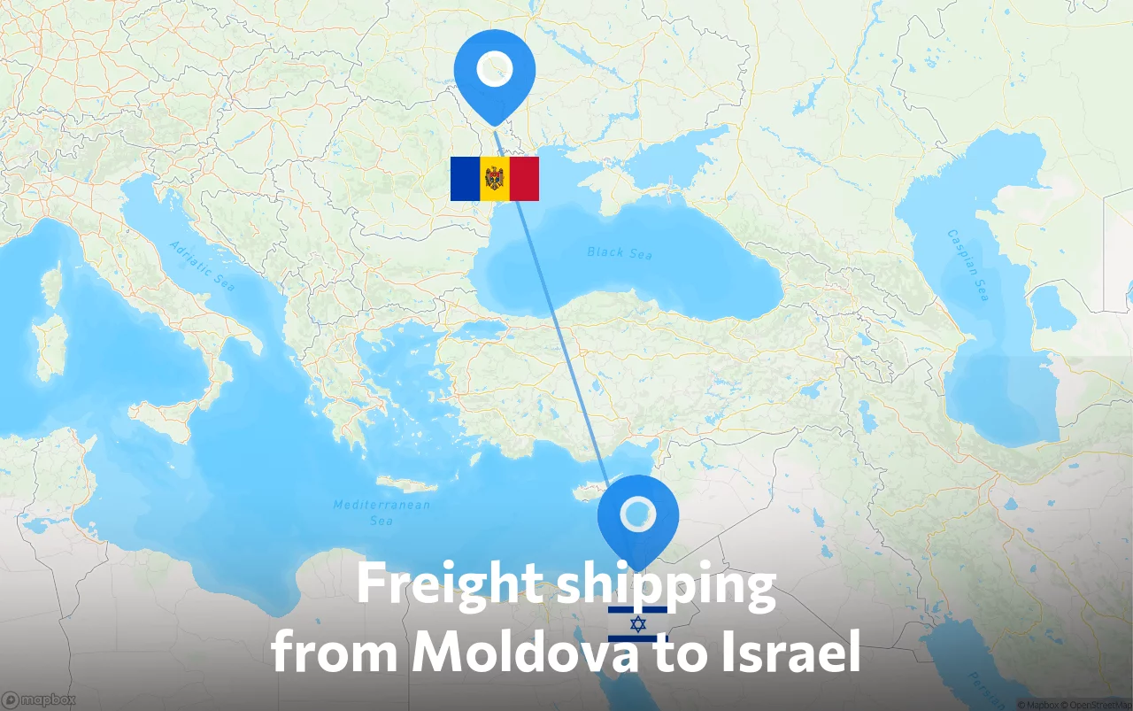 Shipping route from Moldova to Israel