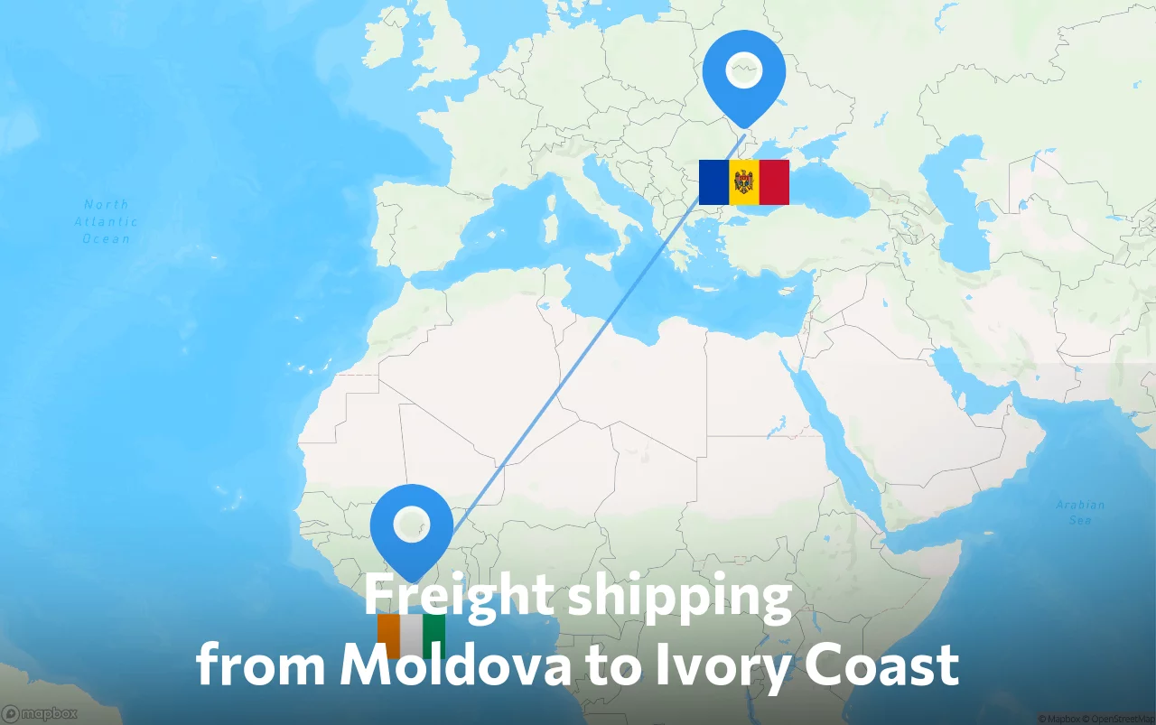 Shipping route from Moldova to Ivory Coast