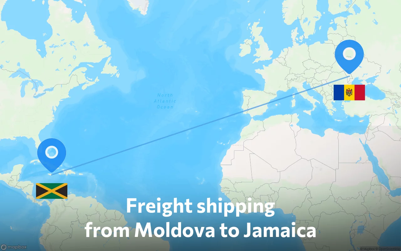 Shipping route from Moldova to Jamaica