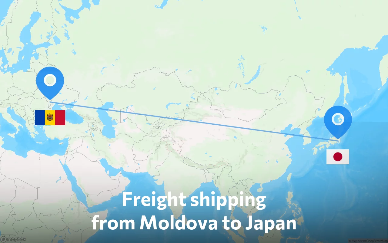 Shipping route from Moldova to Japan