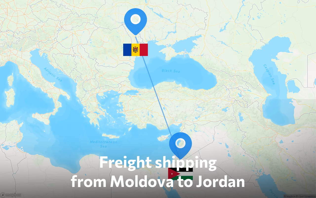 Shipping route from Moldova to Jordan