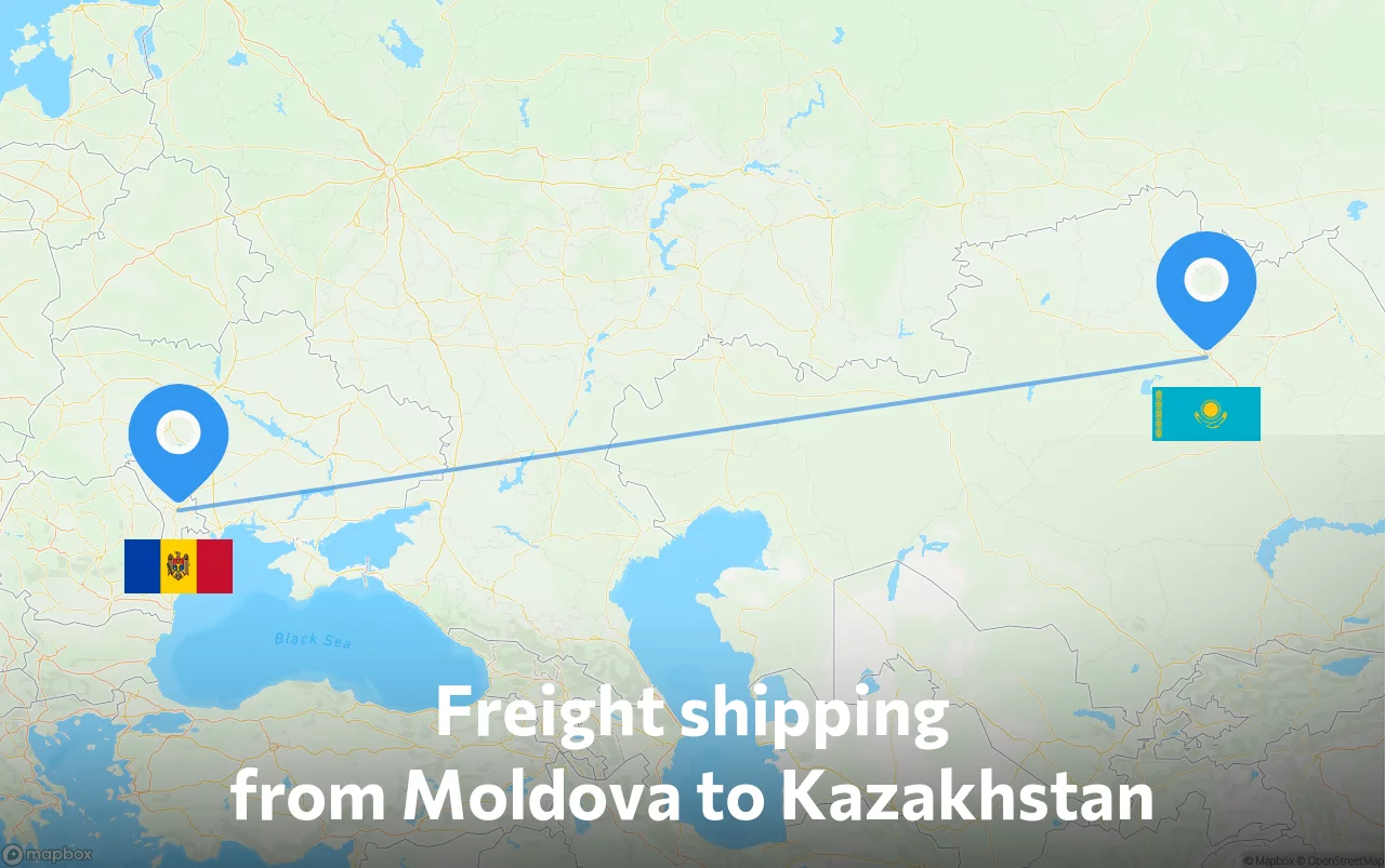 Shipping route from Moldova to Kazakhstan