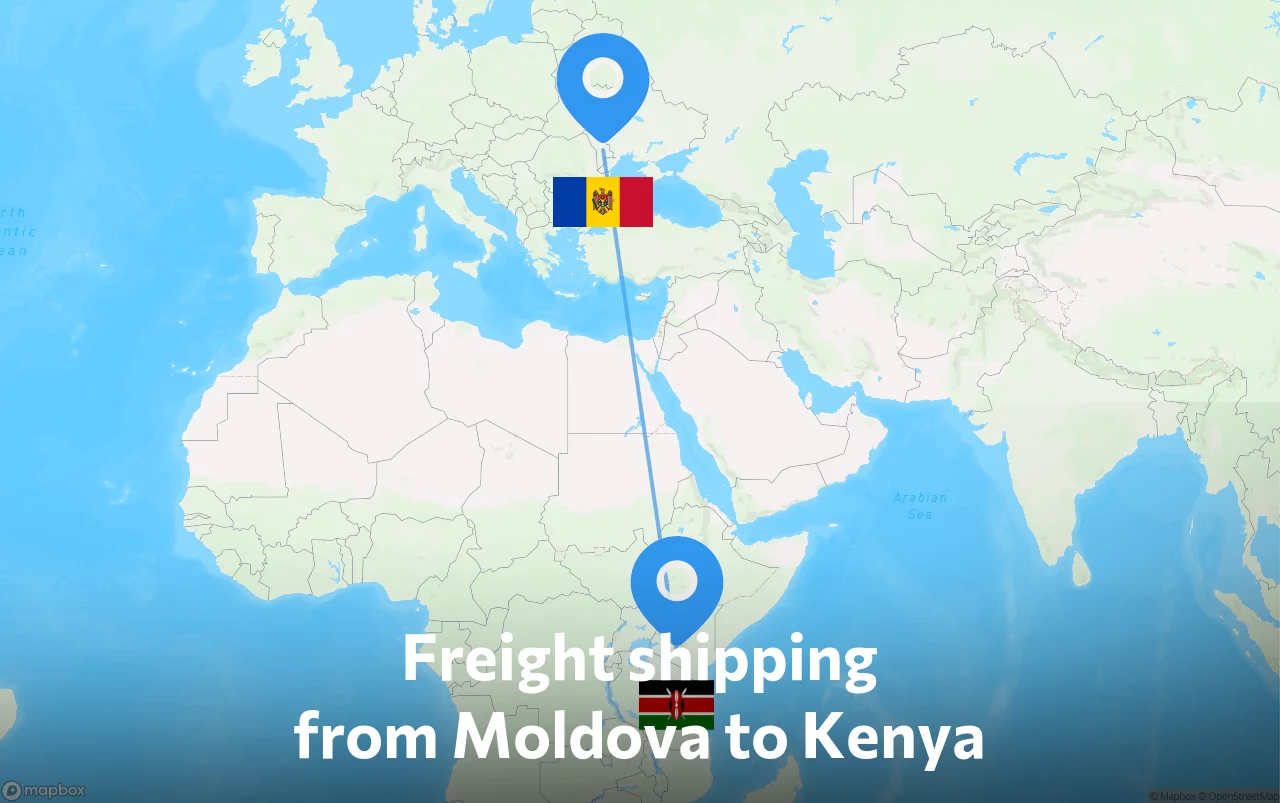 Shipping route from Moldova to Kenya