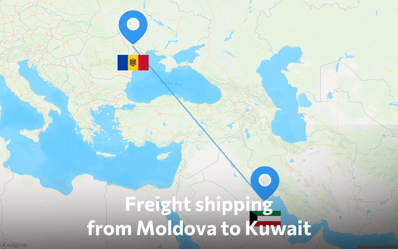Shipping route from Moldova to Kuwait