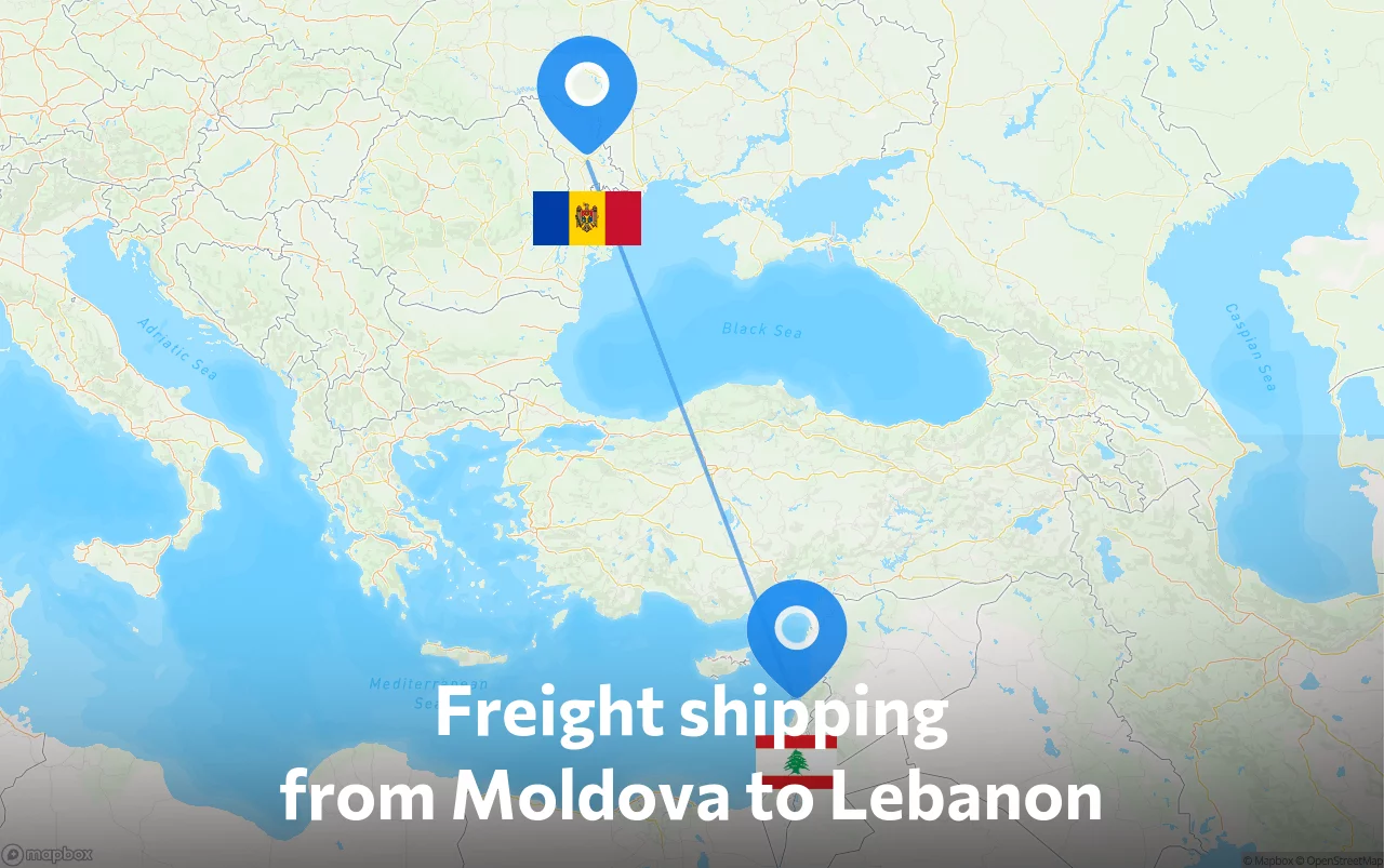 Shipping route from Moldova to Lebanon