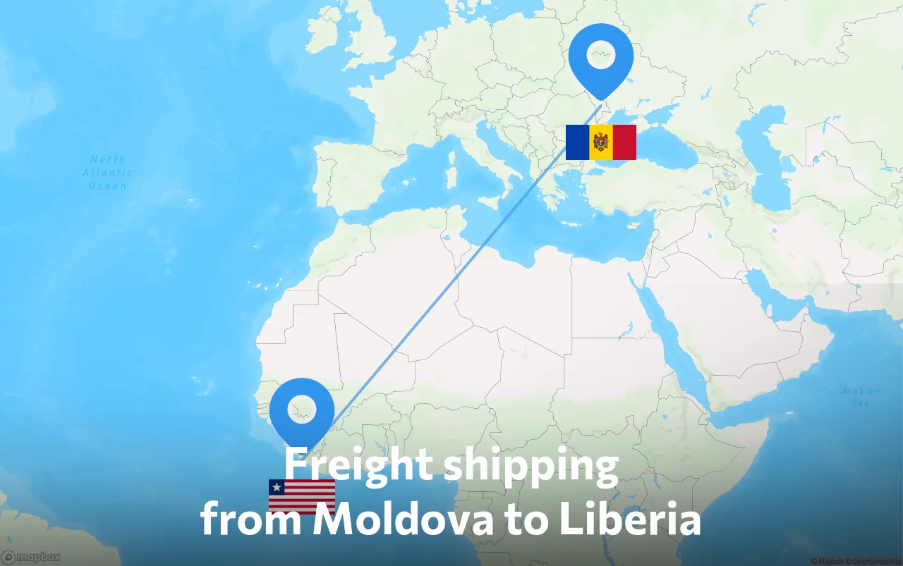 Shipping route from Moldova to Liberia