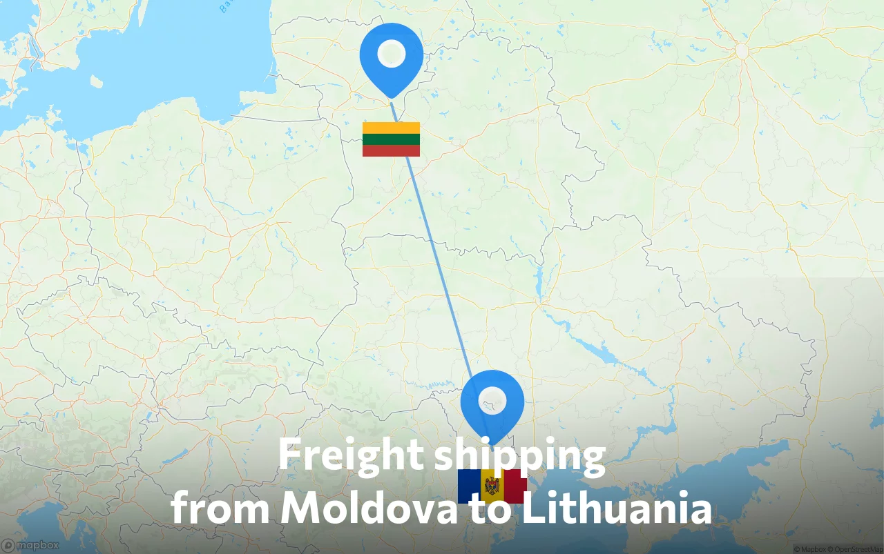 Shipping route from Moldova to Lithuania