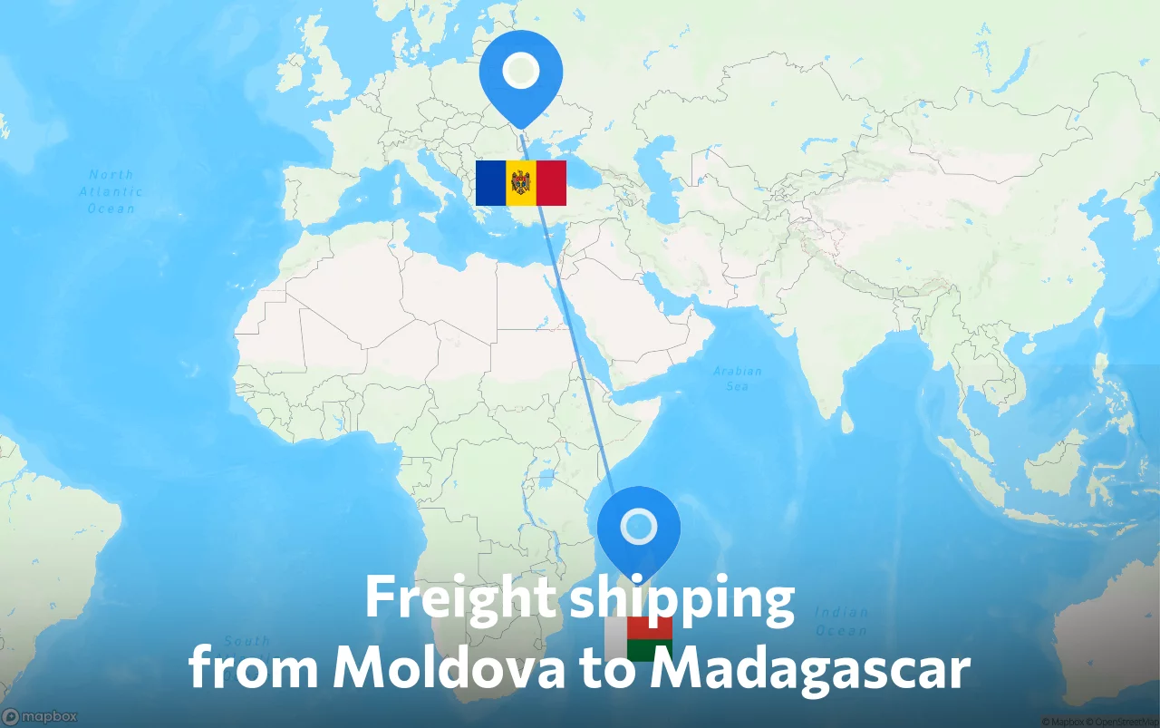 Shipping route from Moldova to Madagascar