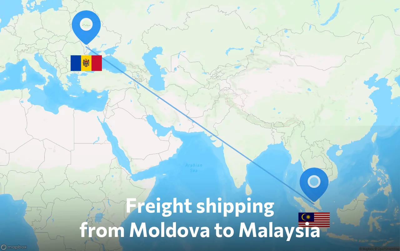Shipping route from Moldova to Malaysia