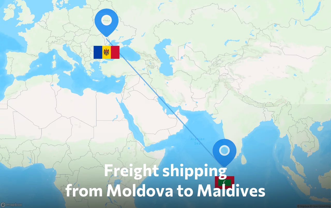 Shipping route from Moldova to Maldives
