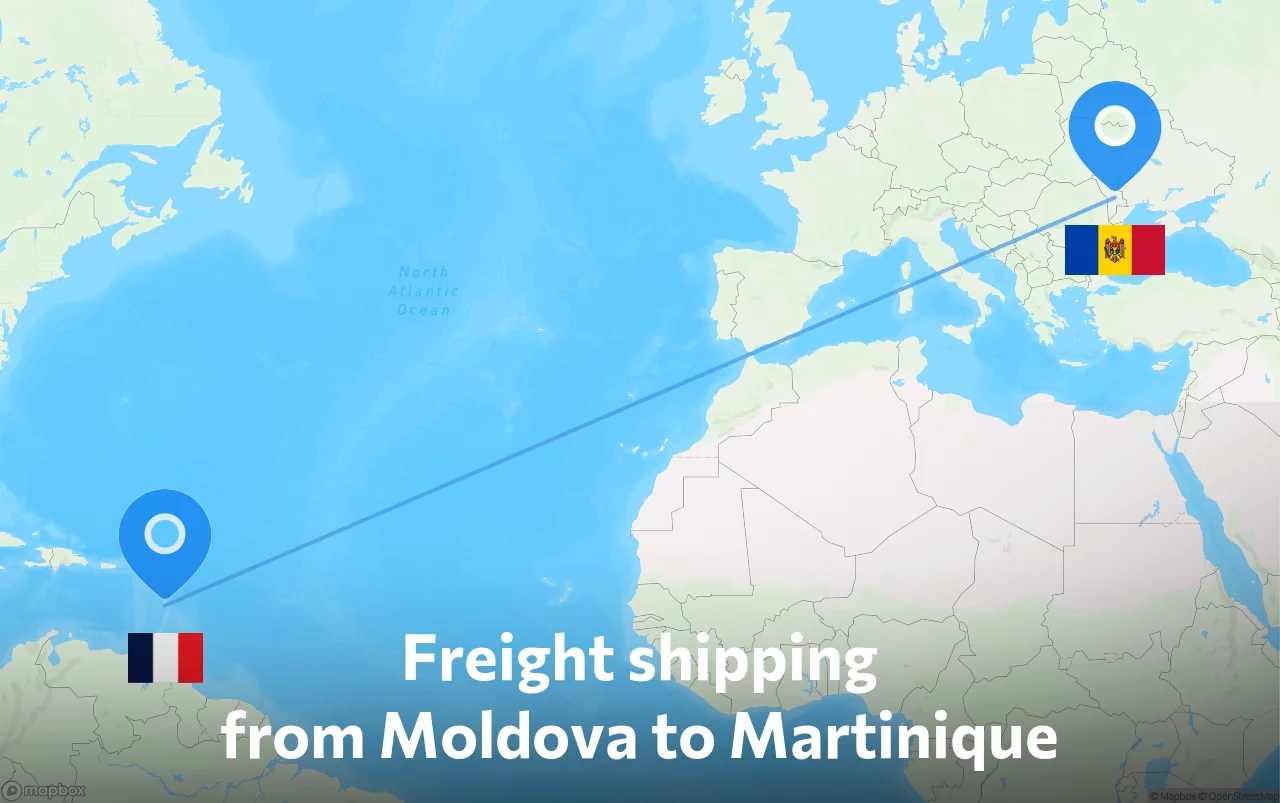 Shipping route from Moldova to Martinique