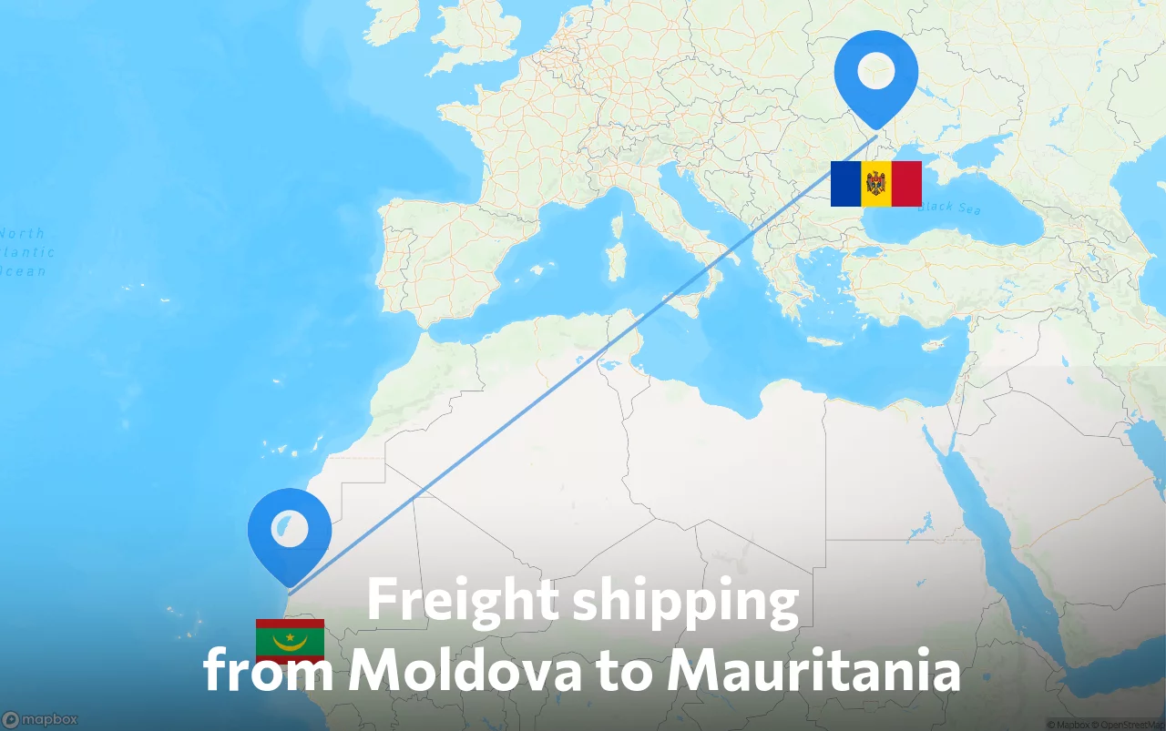 Shipping route from Moldova to Mauritania