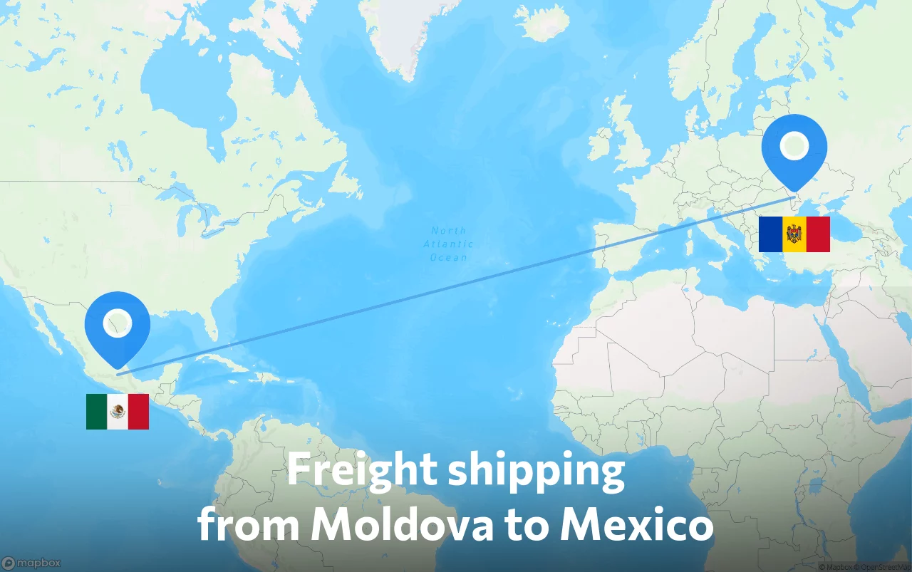 Shipping route from Moldova to Mexico