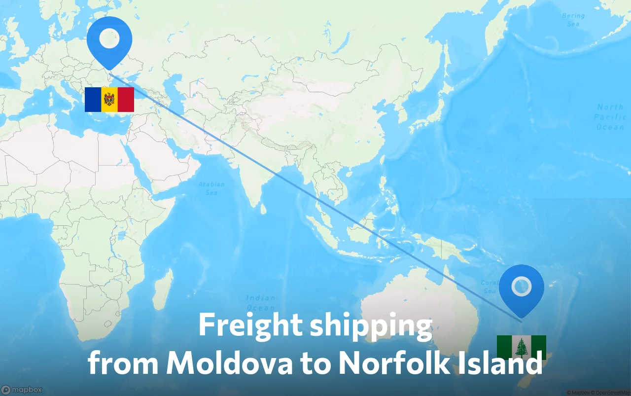 Shipping route from Moldova to Norfolk Island