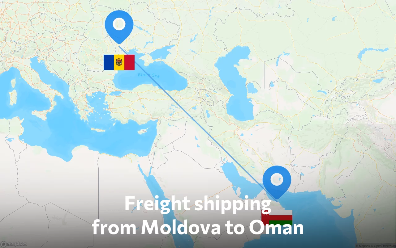 Shipping route from Moldova to Oman