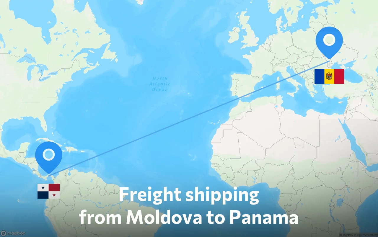 Shipping route from Moldova to Panama