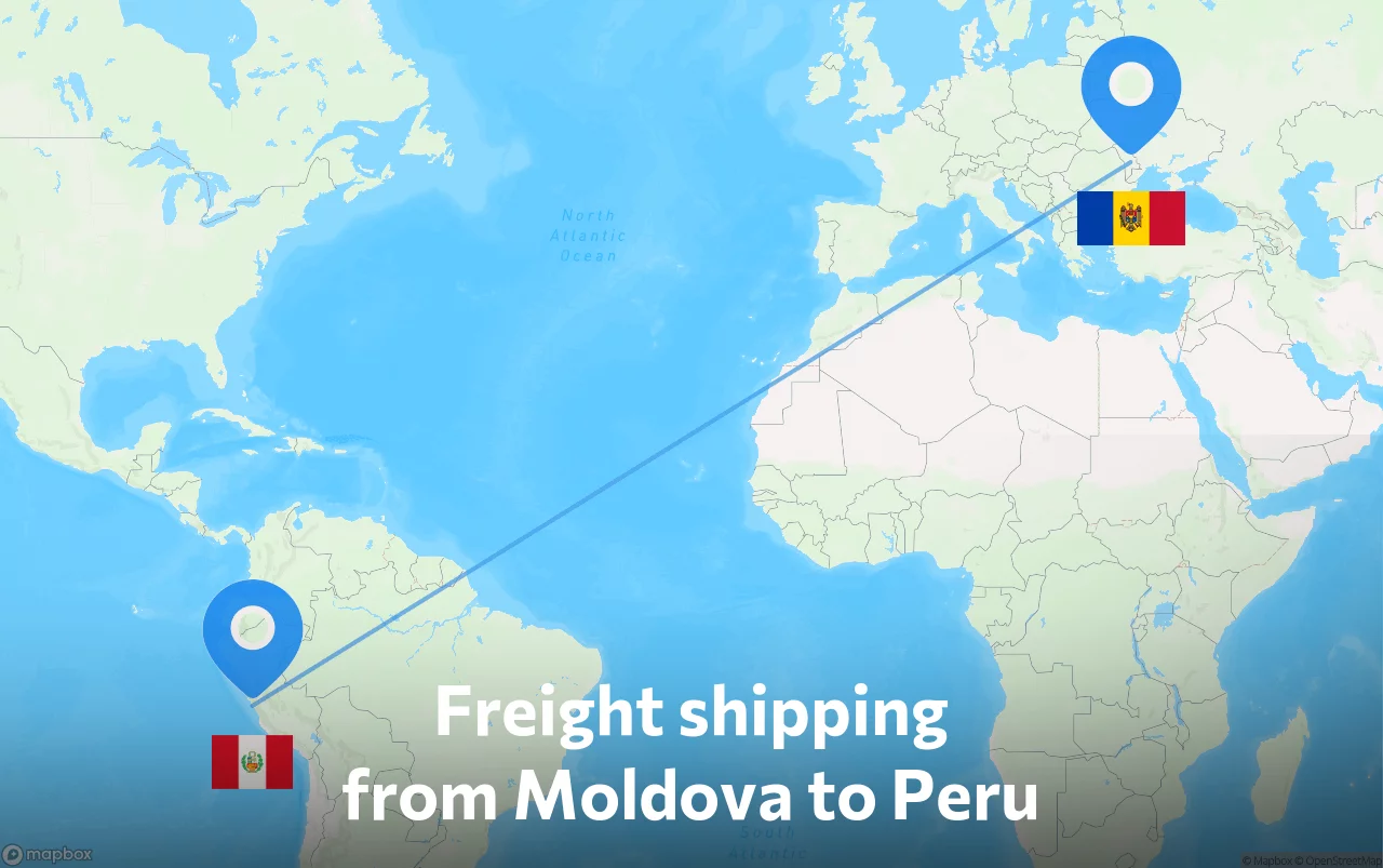 Shipping route from Moldova to Peru