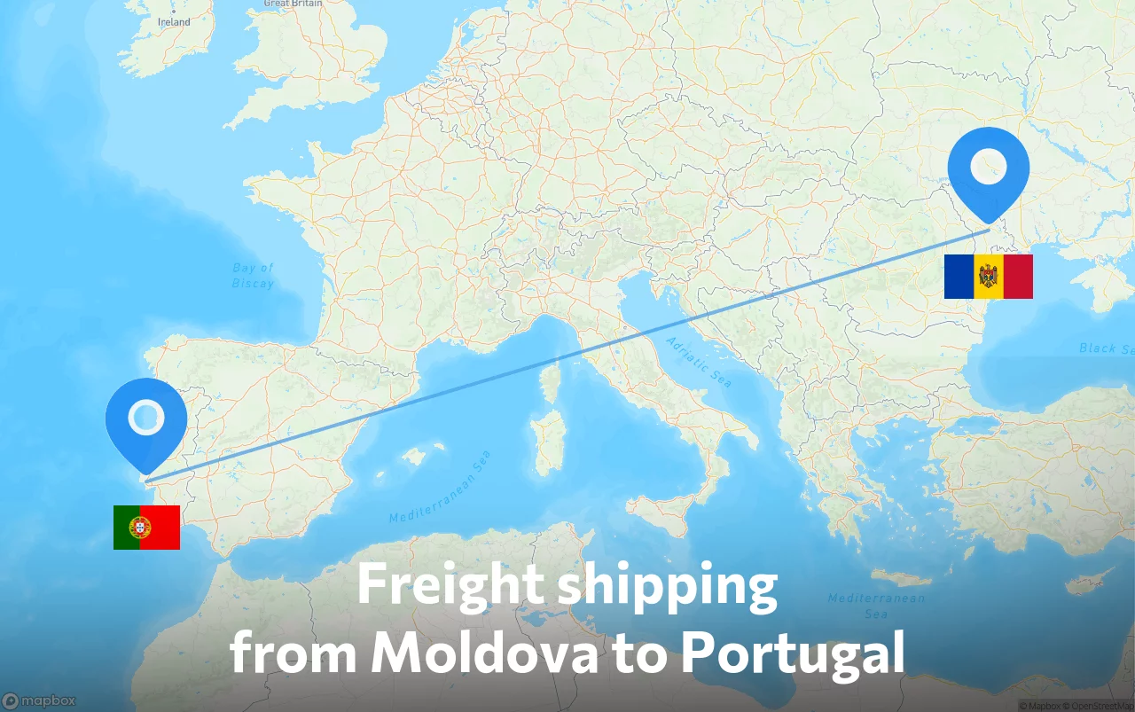 Shipping route from Moldova to Portugal