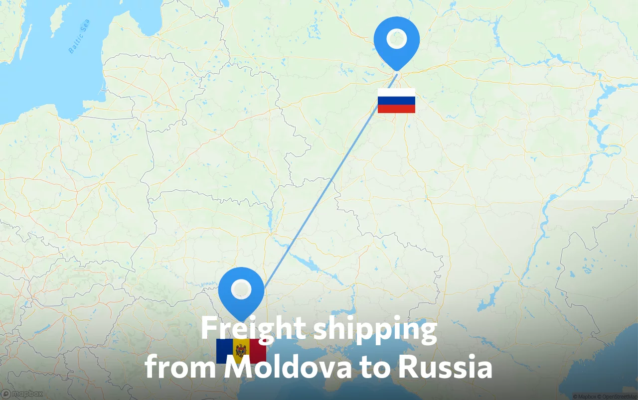 Shipping route from Moldova to Russia