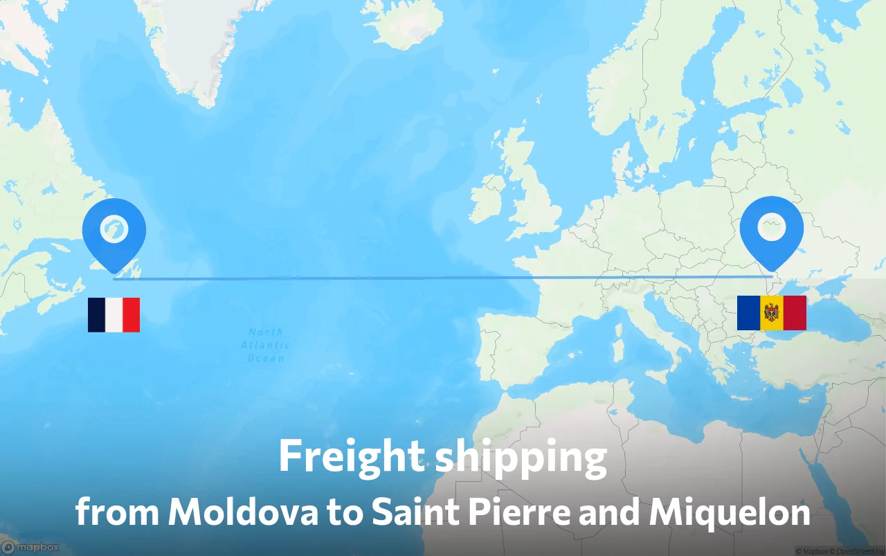 Shipping route from Moldova to Saint Pierre and Miquelon